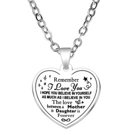 Jstud Mom Gifts Necklace Engraved The Love Between A Mother Daughter is Forever I Love You Jewelry Heart Pendant Necklace