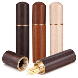 3 Pack Pocket Toothpick Holder Wood Portable Toothpick Case Waterproof Handmade Craft Mini Travel Tooth Pick Box for Storage Toothpick Needle Pill Bead Ear Pick Cotton Swab and Other Small Object