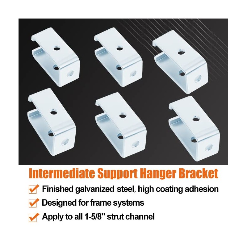 6 Pack Heavy-Duty 1-5/8" Strut Channel Trolley Track Hanger for