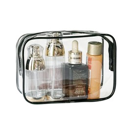 TotePrint Clear PVC Toiletry Bags in 1 Bright Colours Large Capacity, Clear Black Bones, Modern