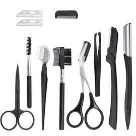11 Piece Eyebrow Kit, Professional Eyebrow Grooming Kit, Eyebrow Scraper, Eyebrow Comb, Eyebrow Clipper, Eyebrow Brush, Eyebrow Trimming Kit
