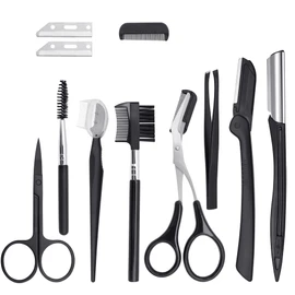 11 Piece Eyebrow Kit, Professional Eyebrow Grooming Kit, Eyebrow Scraper, Eyebrow Comb, Eyebrow Clipper, Eyebrow Brush, Eyebrow Trimming Kit