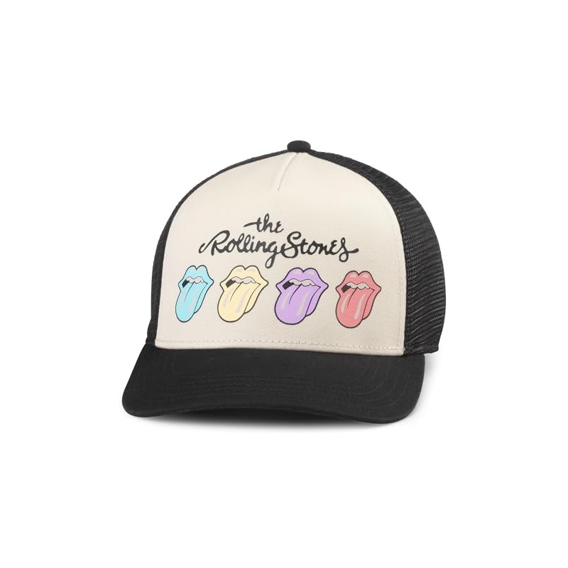AMERICAN NEEDLE Rolling Stones Sinclair Adjustable Snapback Baseball Hat, Black/Ivory