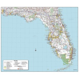 MapSherpa: Florida State Wall Map - Compact - 16 x 19 inch Poster - Front Lamination