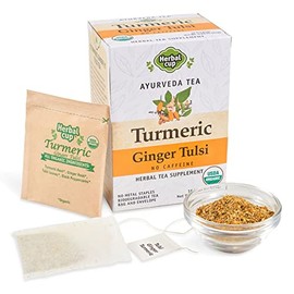 Herbal Cup Ayurveda Turmeric Tea, Organic Ginger Tulsi, No Caffeine Herbal Teas (Turmeric Ginger Tulsi, 16 Count (Pack of 6))