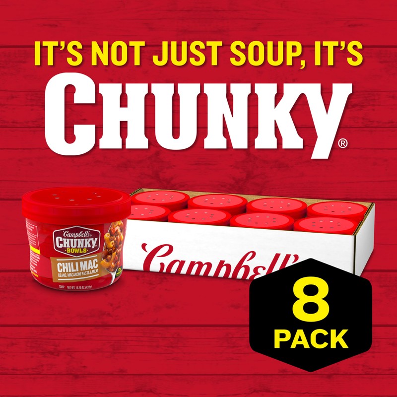 Campbell's Chunky Soup, Chili Mac Soup, 15.25 oz Microwavable Bowl