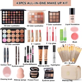 All in One Makeup Kit for Women Full Kit, 43PCS Professional Makeup Kit, Foundation Eyeshadow Lipstick Eyeliner, Complete Make Up Gift Set for Beginners and Professionals Alike