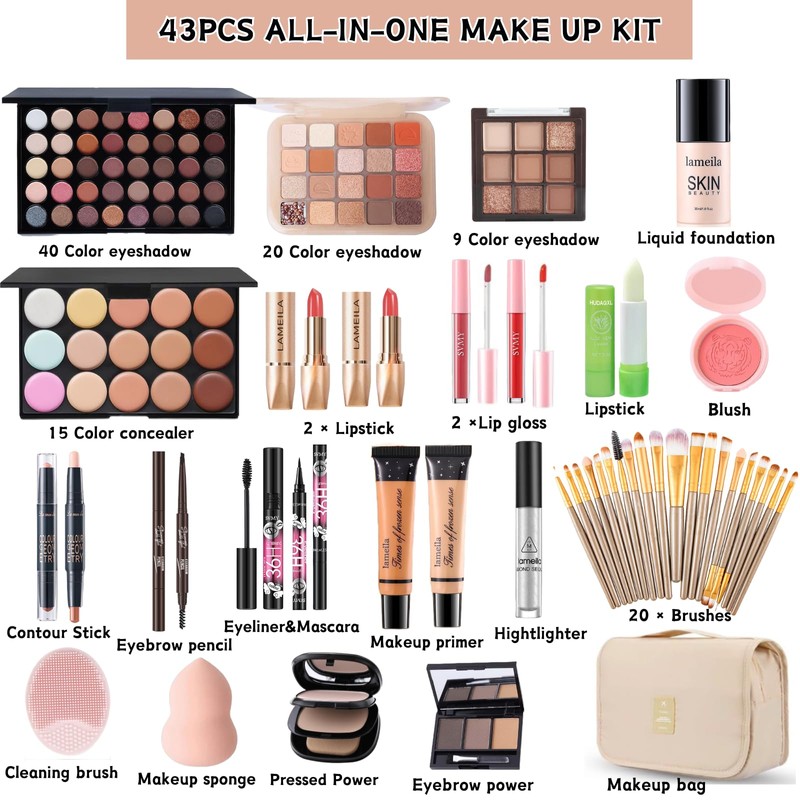 All in One Makeup Kit for Women Full Kit, 43PCS