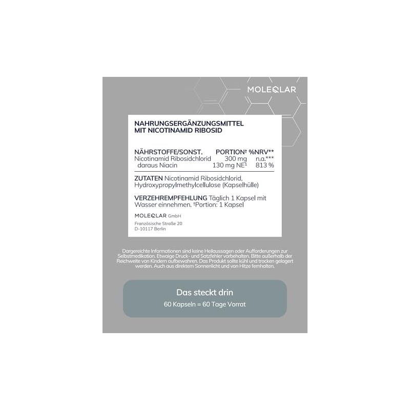 MoleQlar Nicotinamide Riboside Capsules - Cellular Energy Support* - Dietary