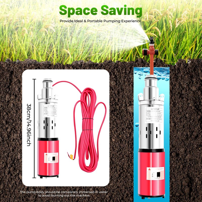 Deep Well Submersible Pump with 22.97 ft Cable, 98.43 ft