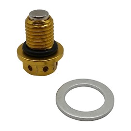 RedCap M12 x 1.25 Magnetic Oil Drain Plug with Crush Washer for 50cc-232cc GY6 Engines Jmstar Wolf Fits TaoTao Roketa Sunl Ice Bear Wolf Peace Tank Cougar Gator Scooter ATV Motorcycle Dirt Bike - Gold