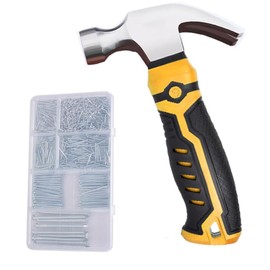 750PCs Small Nails for Hanging Pictures Assortment Kit and 8oz Small Claw Hammer, Small Hammer With Hardware Nails Assorted Set for Home, DIY, Camping, Tent Stakes (Hammer and Nails)