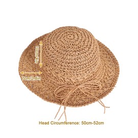 Kids Summer Straw Hat Handmade Bowknot Beach Sun Protection Hats for Girls, A-khaki, Small