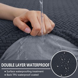 hyha Waterproof Couch Cushion Covers, Stretch Magic Sofa Slipcovers Washable, Thick Jacquard Fabric, Waterproof Sofa Covers for 3 Cushion Couch for Pets (3 Packs, Dark Grey)