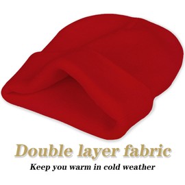 ZOORON 1&2 Packs Beanie for Men Women Men's Beanie Hat Acrylic Knit Cuff Beanie Cap Slouchy Knit Skull Cap Warm Winter hat Red