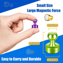 FINDMAG 8 Colors Fridge Magnets, Neodymium Magnetic Push Pins,Colorful Whiteboard Magnets, Thumb Tack, Magnetic Push Pins Magnet for Fridge, Office, Map