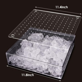 Ice Chilled Serving Tray with Ice Underneath, Acrylic Cold Food Buffet Server Platter for Party, Ice Serving Tray for Veggie, Cheese, Charcuterie, Shrimp Cocktail Serving Dish, Keep Food Cold