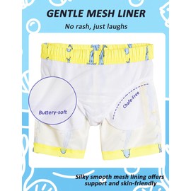 MOANOK Boys Swim Trunks Toddler Swim Shorts Quick Dry Comfort Bathing Suit Sun Protection Swimwear with Mesh Liner, B2_Shark/Yellow, 4T