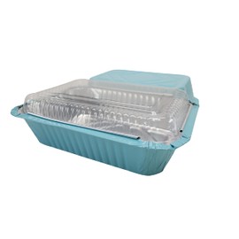 KitchenDance 1.5 lb. Colored Foil Takeout Containers With Lids - Heavy Gauge Aluminum Containers - Casserole Dish Disposable Pans for Cooking, Freezing, Food Prep, Storage - 7650 (Blue, 250)