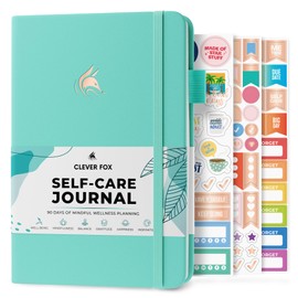 Clever Fox - Diario de cuidado personal - Cuaderno de reflexión diaria, planificador de salud mental y desarrollo personal, registro de meditación y estado de ánimo, A5 (turquesa)