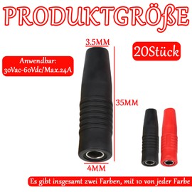 Pack of 20 Banana Plugs 4 mm for Bare Banana Plugs Speaker Insulated Banana Socket Extender for Blanker, Banana Plugs Red and Black, Speaker Amplifier Connection Speaker Plug