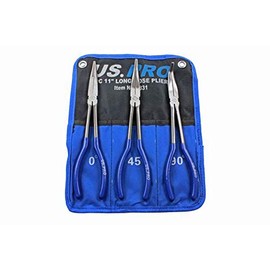 US PRO Tools 3pc 11" (275mm) Long Reach Nose Pliers, Plier Set New 1831, Blue