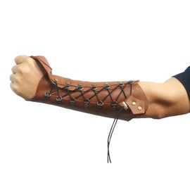 사냥 사격 표적 연습 활에 맞게 조절 가능한 수제 가죽 팔 가드 활 손 장갑 [Black] Hunting Shooting Target Practice Adjustable Handmade Leather Arm Guard Bow Gloves [Black]