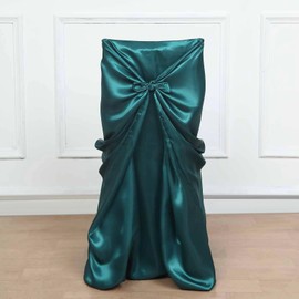 Balsa Circle 10 pcs Peacock Teal Universal Satin Chair Covers Slipcovers for Wedding Party Ceremony Reception Decorations