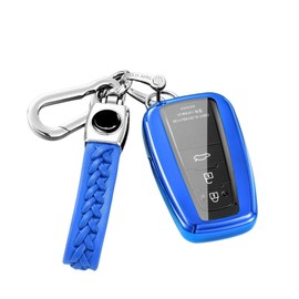 Z.MYUKI 4 colours: RAV4 hybrid key case with key ring for Toyota RAV4 2019-2023 2024 accessories original (blue)