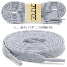 DELELE Solid Flat Shoe Laces: Hollow Thick Gray Shoelaces for Sneakers 2 Pair 31 inch