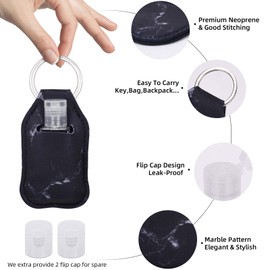 Hand Sanitizer Holder Keychian,5 Pack Empty Travel Size Bottle and Hand Sanitizer Keychain Set Include 5pcs Flip Cap Reusable Bottles,5pcs Refillable Bottles Keychain Holders for Backpack and Kids