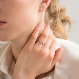 ChicSilver Rose Gold Plated Cubic Zirconia Cz Infinity Rings for Women 925 Sterling Silver Infinity Knot BFF Friendship Rings Engagement Wedding Band Rings Size 12