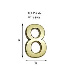 10 Pcs 3D House Door Numbers Mailbox Numbers(0-9), 2.75 Inch Self Adhesive Plastic Number Sticker for Hotel Apartment Room and Address Sign,(2.75 Inch 0-9,Gold)