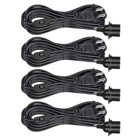 Zarnicy Plug in Pendant Light Cord Kit - 16Ft Light Socket with Cord E26/E27 Extension Hanging Lantern Lamp Cable with Switch,Socket Rings, 4 Pack, Black
