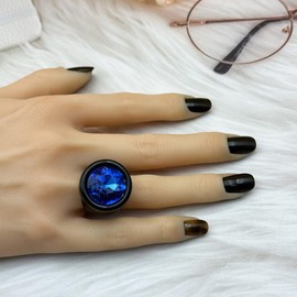 Black Acrylic Chunky Large Rings for Women Vintage Punk Resin Finger Ring Jewelry Thick Wide Colorful Crystal Statement Rings Stackable Cocktail Party Ring Jewelry Gift, 8, Acrylic Resin Crystal, No