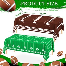 WNINK 4 Pack Football Tablecloth Football Party Decorations Football Disposable Plastic Table Cover for Birthday Party Football Themed Party Games Decoration 54 X 108 Inch