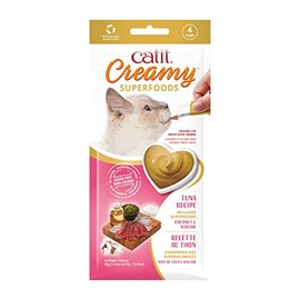 Catit Creamy Superfood Lickable Cat Treat – Hydrating and Healthy Treat for Cats of All Ages - Tuna with Coconut & Wakame, 4-Pack