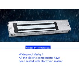Supreform Outdoor Indoor Waterproof 12VDC 24VDC 600lbs Holding Force Magnetic Door Lock with Z and L Brackets for Access Control Door and Gate Opener, Fail Safe Electromagnetic Door Lock Gate Lock