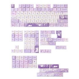 GK GAMAKAY 150 Keys Purple&White Keycaps Set, Cherry Profile PBT Five-Sided Thermal Sublimation Keycap for 61/64/68/75/80/84/87/98/104/108/Alice Layout Mechanical Gaming Keyboard (Purple&White)