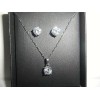 DIVINE ELEGANCE STERLING SILVER & CZ'S SOLITAIRE EARRINGS & NECKLACE