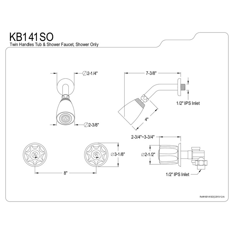 Kingston Brass KB141SO Twin Acrylic Handles Tub and Shower Faucet