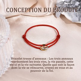 QianSiLi Three Tone Red Lucky Bracelets Kabbalah Bracelet for Men and Women Adjustable Stainless Steel, Plastic, No gemstone