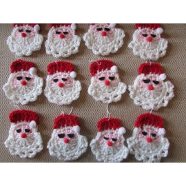 {12} CROCHETED SANTA ORNAMENTS
