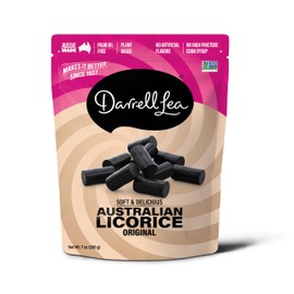 Darrell Lea Soft Australian Licorice, Non-GMO, No Palm Oil, Plant Based, No High Fructose Corn Syrup, Soft & Chewy Licorice Candy, Made in Australia (Original Black, 7 Ounce (Pack of 1))