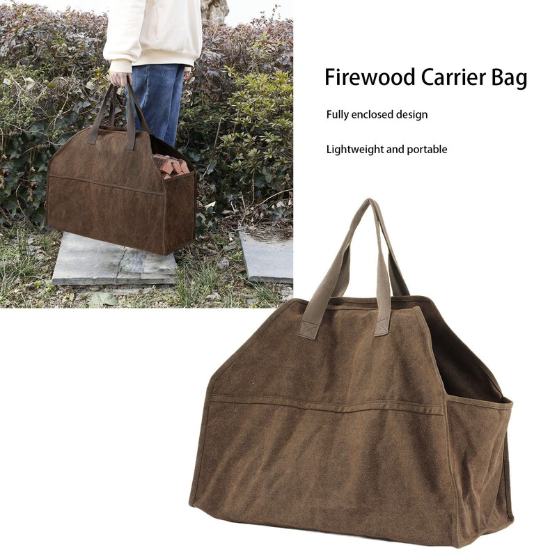 Firewood Carrier Bag Canvas Scratch Resistant Firewood Log Tote Bag