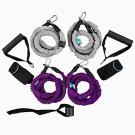 Set of 4 Nylon Covered Professional Quality Resistance Bands. Paired Bands in 2 Strengths for Optimal strengthening, Recovery, and Rehabilitation