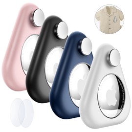 Airtag Holder for Kids Hidden,2PCS GPS Tracker Case, Anti-Removal Airtag ABS Case with Pins, Suitable for Children, Elderly, Pets, Backpack, Luggage（White,Navy Blue,Pink,Black)