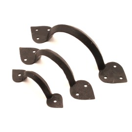 Infinity Decor Hand Forged Iron Handle - Cupboard Cabinet Door Pull Handle - Spear Leaf Arrow End 4" 6" 8" Beeswax (4" - 100mm)