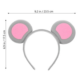 Ciieeo Mouse Ears Headband Mouse Costume 2pcs Rat Ears Headband Animal Costume Accessory Kids Gray Mouse Headband