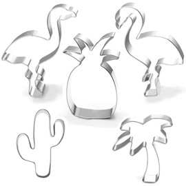 Hawaiian Cookie Cutter Set-5 Piece-Cactus, Pineapple, Flamingo, Palm Tree Cookie Cutters Cookie Molds Summer Tropical Beach Party Supplies Decoratons Handmade Cookie.